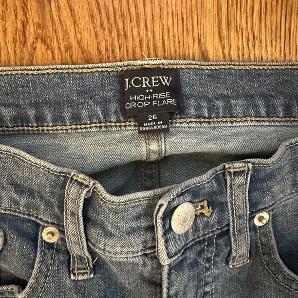 J.Crew High-Rise Crop Flare Women's Jeans Size 26 Raw Hem Denim Blue - Picture 2 of 3